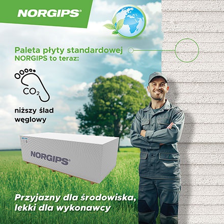 NORGIPS - przyjazny dla środowiska, lekki dla Wykonawcy